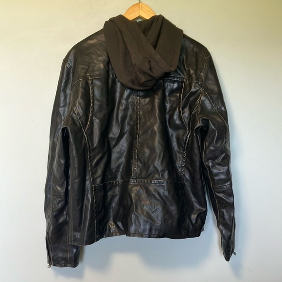 Levi's Brown Faux Leather Jacket with fleece lining and hood - Picture 4 of 6